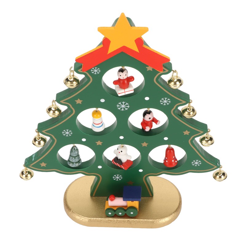 Wooden Christmas Tree Desktop Ornament Shatterproof Safe Eco Friendly Wooden