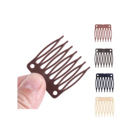 50 PCS Plastic Combs for Wig Making - 7 Teeth Hair Combs, Wig Cap Accessories (Brown)