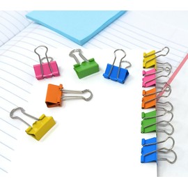 Colorful Mini Metal Binder Clips Small Bulldog Foldback Clips for Organizing Papers, Documents, and Stationery Pack of 10 (19mm)