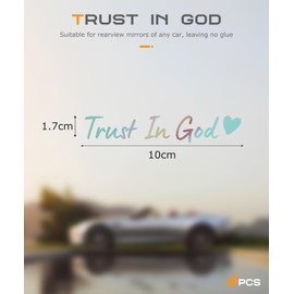 SCUARI 4PCS Car Stickers,Cars Decals,Car Accessories Trust in God Rearview Mirror Sticker,Trust in God Mirror Decals,Suitable for Most Cars, Trucks, Motorcycles, SUVs (Colorful)
