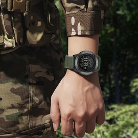 findtime Military Watches for Men Digital Sport Watch Waterproof Tactical Army Outdoor Nylon Strap Electronic Mens Watch LED Luminous Alarm Stopwatch Wrist Watches