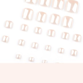 24Pcs Nude Square Press on Toenails Short Fake Toenails Reusable False Toenails Kit Glitter Toenail Art Design Summer Acrylic Toenails Press ons Glossy Full Cover Artificial Toenails for Women