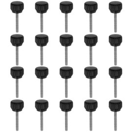 sourcing map 20pcs Knurled Clamping Knobs Thumb Screws M3 x 20mm Metric Male Thread 13mm Matte Plastic Head 304 Stainless Steel Stud Hand Threaded Knob Thumbscrew Handle, Black