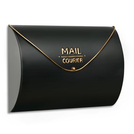 Outdoor Wall Mount Mailbox, 13 x 3.24 x 10.3 inch Black Waterproof Mail Box, Heavy Duty Wall-Mounted Mailboxes for Home, Envelopes, Magazines & Small Packages