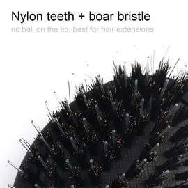 GlamorDove Hair Extension Brush Matte Finish Nylon Teeth Boar Bristle Hair Brush Extension Cushion Brush for Women Thick Hair Styling Smoothing Paddle Detangling (2 Brown)