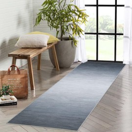 GlowSol Runner Rug 2x6 Ombre Abstract Indoor Area-Rug Washable Rug Contemporary Modern Hallway Rug Anti Slip Backing Rugs Non Shedding & Easy Care for Bedroom Living Room, Light Grey