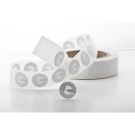 NFC Tag sticker 30 mm, 924 Byte, 100% compatible, 20 pieces in white, optimal for contact data/device/smartphone settings (Wlan, Bluetooth, SMS, telephone call via NFC), NXP NFC chip