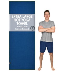 Tatago Hot Yoga Mat Towel Non Slip for Hot Yoga (72-84 inch Mats) Our Hot Yoga Towel Non Slip Silicone Dabs & Absorbent Microfiber Blend Gives You More Grip As You Drip! (Azuloro, XL - 84")