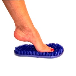 Soapy Soles Foot Scrubber and Massager, Suctions to the Floor of Tub or Shower, Pearl Blue