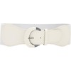 BlackButterfly Wide PU Elastic Stretch Thick Buckle Waist Belt (White,