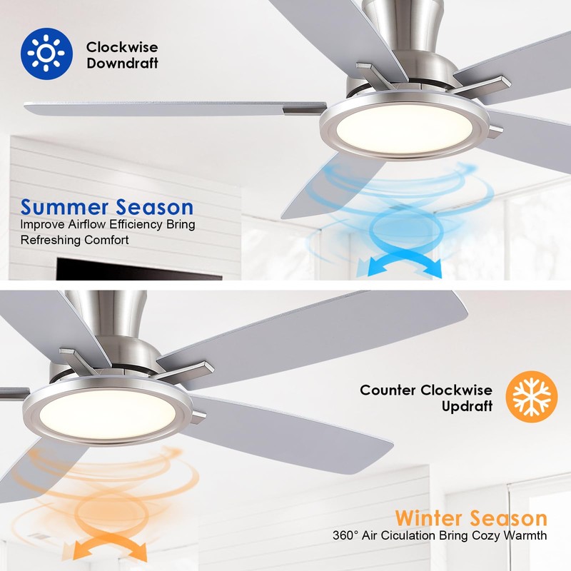 BYKISTOK 52" RGB Ceiling Fan with Light and Remote/App -
