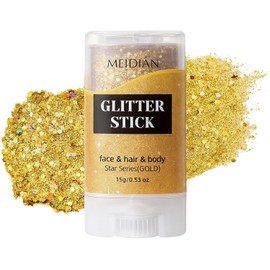 Barras de Brillo Corporal y Facial Verde Lima, Purpurina Chunky para Cabello y Cara, Accesorios Fiesta, Carnaval, St. Patrick’s Day y Rave, Maquillaje con Lentejuelas Brillantes para Mujer (Gold)