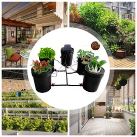 YUNLAIGOTOP DWC Hydroponics Growing System, Multi Barrel Hydroponic Machine 5 Gallon Hydroponic 5 Buckets Kit, Drip Irrigation System for Growing Tent, Greenhouse, Garden (4 Bucket + Reservoir Kit)