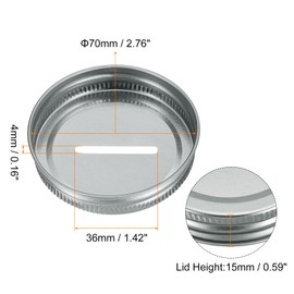 sourcing map 50Pcs Coin Slot Bank Lid for Mason Jar, 70mm/2.76" Regular Mouth Tin Plate Caps Inserts for Canning Jars Cover, (Silver Tone)