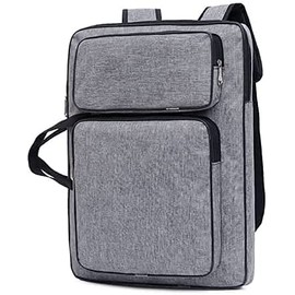 A3 Art Portfolio Case Folder Waterproof Canvas Artwork Storage Portable Drawing Board Backpack Artist Portfolio Carrying Tote Bag Large Drawing Painting Pads Case Artist Organizer for Women Men,Grey