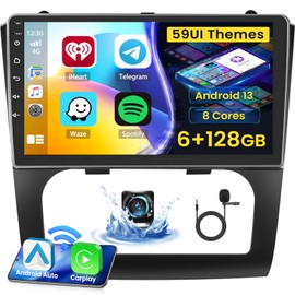 8 Core 6+128GB Hikity Android 13 Carplay Radio for 2008-2012 Nissan Altima with Wireless Carplay Android Auto, 9 Inch Car Stereo GPS Navigation, WiFi, Bluetooth, 32EQ DSP, SWC, Backup Cam, Auto A/C