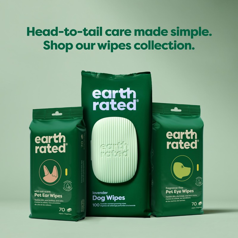 Earth Rated Dog Wipes, Hypoallergenic, Cleaning and Hydrating, for Grooming