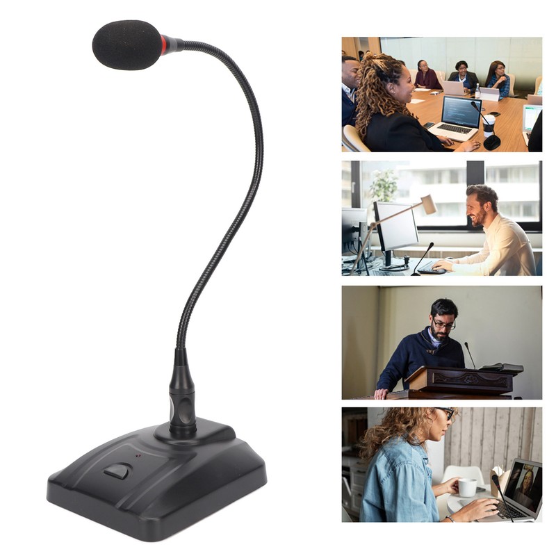 Gooseneck Condenser Microphone Flexible 6.35mm Wired Desktop Microphone for Broadcasting
