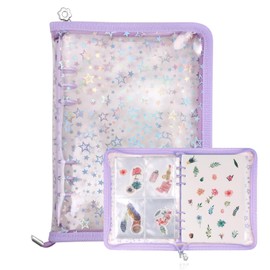 MUROAD 4 in 1 Sticker Storage Organizer, A5 Sticker Collecting Book Album Holder Binder with 140 Pockets Sleeves and 20 Sheets Reusable Release Paper (Purple)