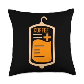 Morning Drink Coffee Lover Caffeine Drinker Gift Blood Bag Coffee Addicted Drinker Caffeinated Beverage Throw Pillow, 18x18, Multicolor