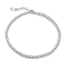 MATERIA by Matthias Wagner Women's Ball Bracelet 925 Silver Adjustable Length in 2 Sizes, Silver