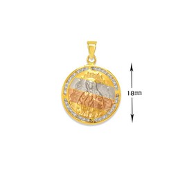 TOUSIATTAR 14K Gold Pendant - luxury Catholic Christian Religious Necklace Chain – Nice CZ Tricolor Jewelry Gift for Women and Mean (Tri Color Gold Just Pendant No Chain)