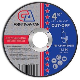 Continental Abrasives 4-1/2" x .045 x 7/8" - Metal Cutting (25 / Box)