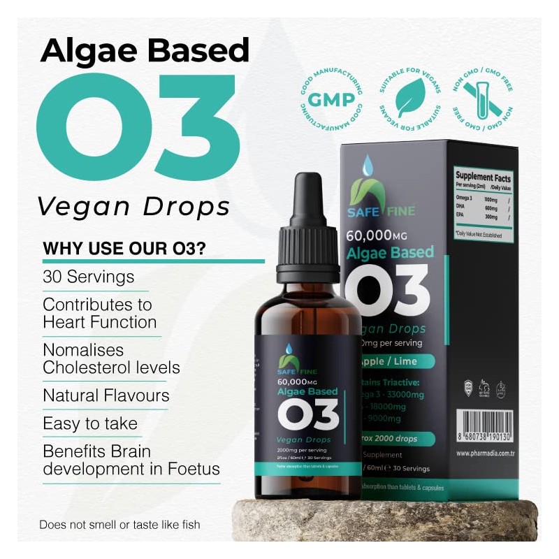 safefine SafeFine Omega 3 Liquid Vegan Drops - DHA from