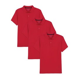 Approved School Wear ASW Boys' School Uniform Short Sleeve Soft Jersey Polo, Multipack, Red/3-Pack
