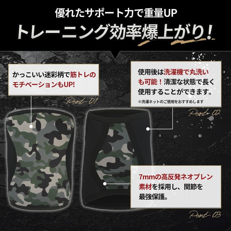 【BurnZ】ニースリーブ 左右セット 膝サポーター 筋トレ スクワット ウエイトトレーニング 圧迫 スポーツ全般 厚み7mm サイズM