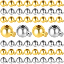 Isslly 60PCS Crimp Beads for Jewelry Making, Gold Silver Loose Bead Stopper, Round Positioning Spacer Beads, Metal Jewelry DIY Supplies for Bracelet Necklace (3 mm)
