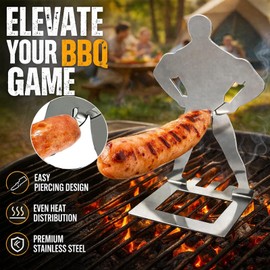 2 supporti per salsicce per barbecue, in acciaio inossidabile, regalo creativo per uomini, accessori da campeggio portatili, regali divertenti per papà, festa del papà, compleanno (B)