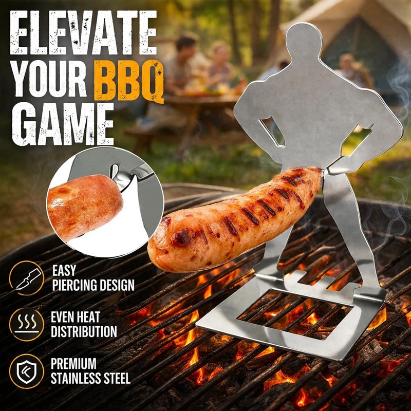 2 supporti per salsicce per barbecue, in acciaio inossidabile, regalo