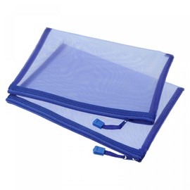sourcing map Mesh Zipper Bags, A5 Nylon Zip Pouch Pencil Case Storage Pockets for Travel Office Accessories, Blue Pack of 6