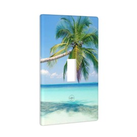 Beach Palm Tree Single Toggle Light Switch Cover Wall Plate 1 Gang Decorative for Home Living Room Kitchen Bathroom Bedroom