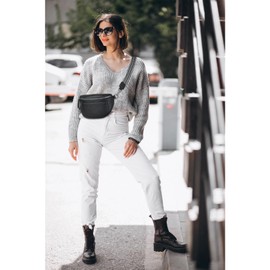 FIGESTIN Crossbody Bags for Women Trendy Small Shoulder Bag Shoulder Bag Leather Handbag Fanny Pack Adjustable Strap, A-07-Black