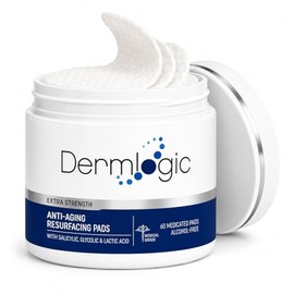 Dermlogic Anti Ageing Resurfacing Peel Pads - Contains Salicylic, Glycolic, Lactic Acid for Face & Body Including Hyaluronic Acid, Witch Hazel, Green 