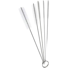 5Pcs Straw Cleaner Brushes Sets, Straw Cleaner Brush Kit, Long Straw Brush with Hook, Nylon Pipe Tube Cleaner Straw Cleaning Brush for Narrow Neck Bottles Cups Tumbler, Sippy Cup（10cm） (White)