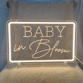 Baby in Bloom Neon Signs for Baby Shower Party Decorations, Neon Led Light Up Letters Sign for Birthday Party Decor, Gender Reveal Girl or Boy, Bedroom, Home, INSNEnN, 15.4 * 9.6 Inches
