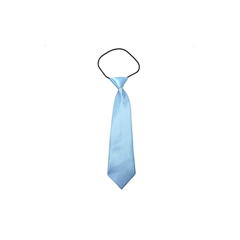 Kids Satin Solid Plain Colour Elasticated Tie (Baby Blue)