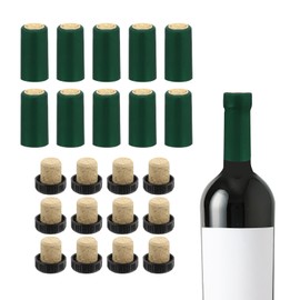 uxcell 100Pcs PVC Heat Shrink Capsules with 12Pcs T-Shaped Cork Wine Stopper Wine Bottle Sealer Wine Shrink Wrap Caps for Wine Glass Bottles, Wine Cellars, Home, 30x60mm, Green