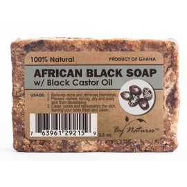 By Natures 100% Natural African Black Soap With Black Castor Oil 3.5 Oz (Pack of 1)