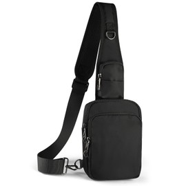 Tibroni Anti-Theft Shoulder Bag Chest Crossbody Bag Chest Bag Men Women Shoulder Bag Waterproof Sling Bag Small Handbag with Zip Lock and RFID Blocking, black, simplicity