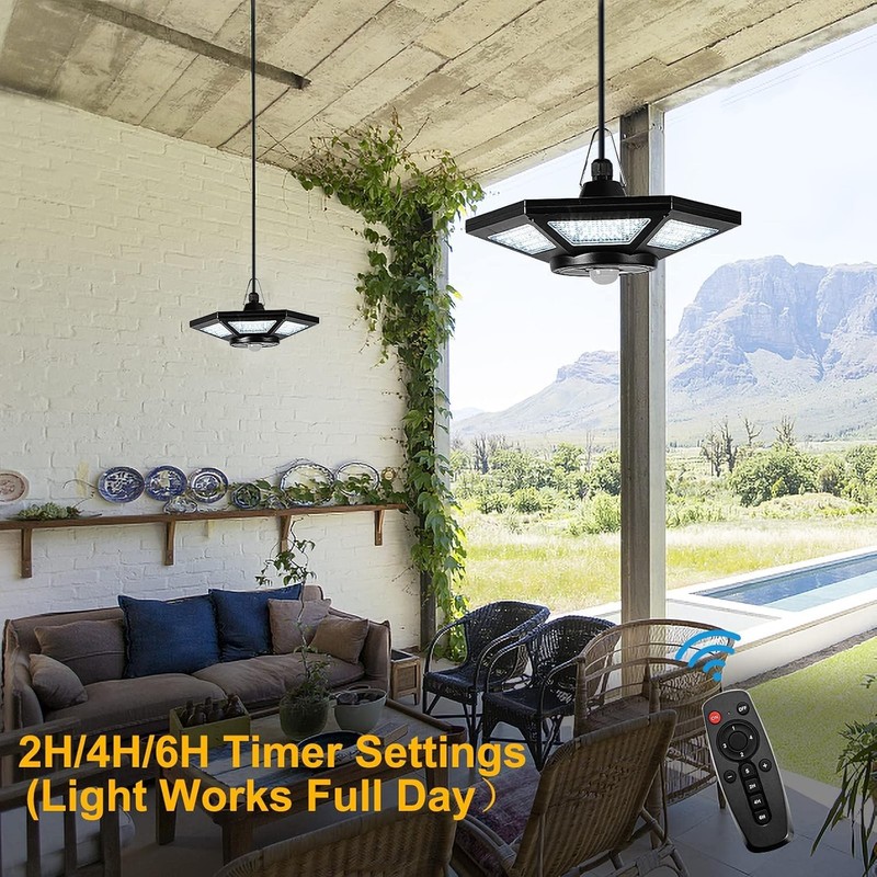 Degruand Solar Shed Gazebo Light Indoor Outdoor, Motion Sensor Pendant