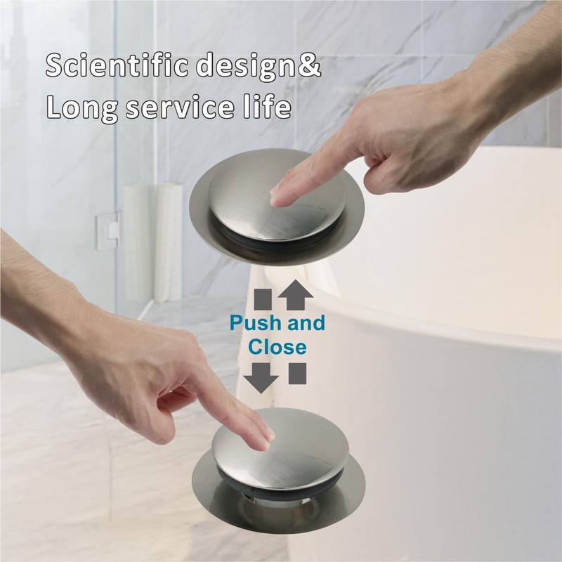 Brushed Bathtub Stopper Tub Drain,Welsan Universal Pop Up Tub Drain