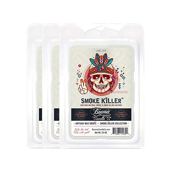 3 Packs of Beamer Candle Co. Smoke Killer Collection Wax Drops, 6-Count Pack - Smoke Killer + Beamer Smoke Sticker…
