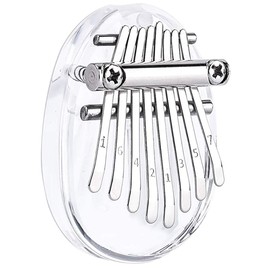Portable Kalimba, Thumb Piano, Mini Kalimba Thumb Piano, Finger Percussion Kalimba, 8 Keys Kalimba, Crystal Acrylic Pocket Thumb Piano for Children's Gift, Music Beginners (Transparent)