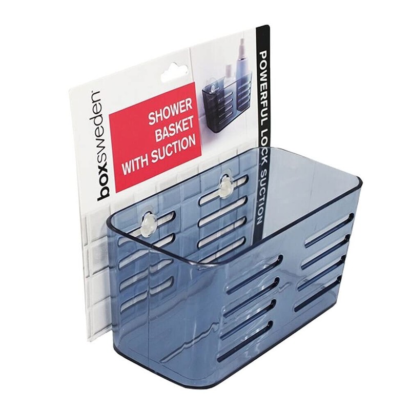 3X Box Sweden Bathroom Basket 15.5cm w/Suction Shower Bathroom Organiser