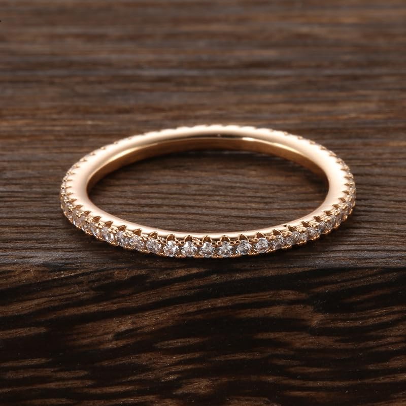 mellowact 14KGP Full Eternity Ring, Hypoallergenic, 14K Gold Plated, Rose