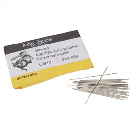 John James Glovers Needles, Size #9, 34mm in Length and 0.61mm in Diameter, Pack of 25, Triangular Point, Ideal to Pass Through Tougher Materials Such as Leather, Suede, Vinyl and Soft Plastics